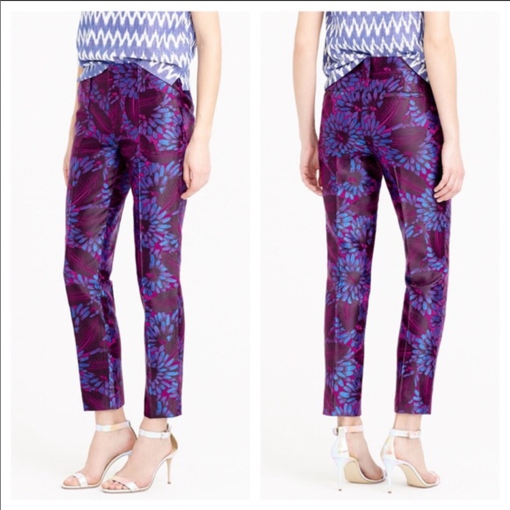 J. Crew Garden Pant in Midnight Floral Jacquard